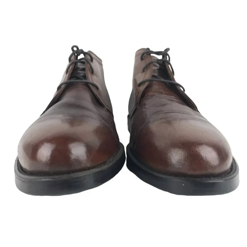 Francisco Mens Brown Leather Almond Toe Lace Up Chukka Boots Size 10‎ D
